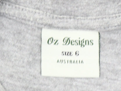 Oz Designs Girls Grey T-Shirt Size 6 Years AUS Flag Print Casual Top