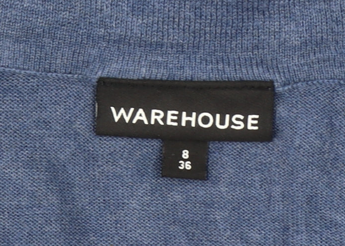 Warehouse Women’s Blue Size 8 Cardigan Jumper with Cowl Neck