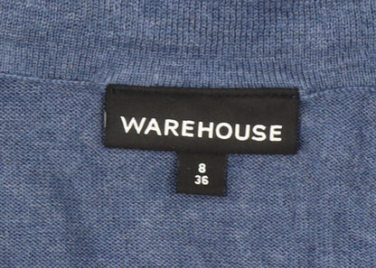 Warehouse Women’s Blue Size 8 Cardigan Jumper with Cowl Neck