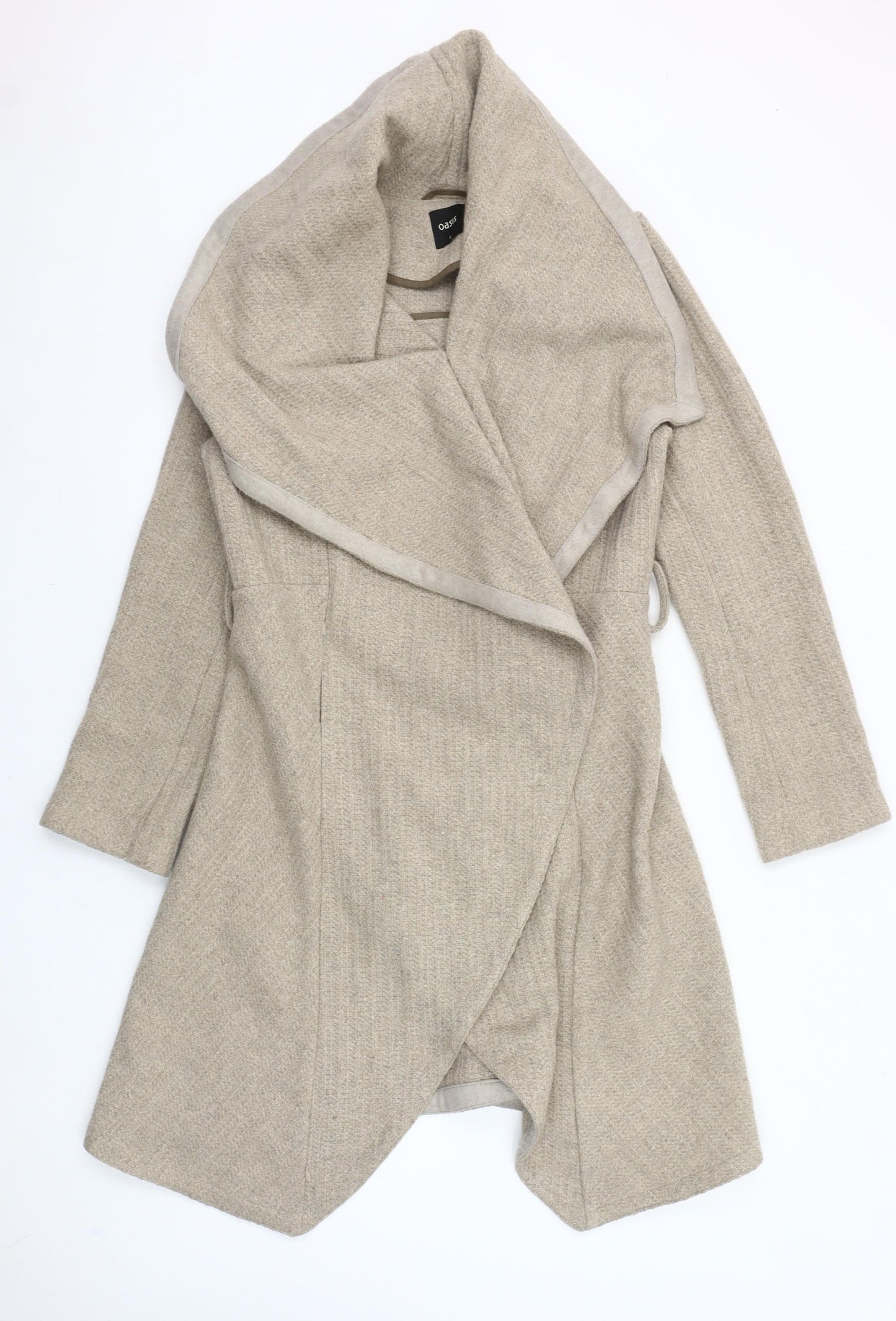 Oasis Women’s Beige Wool Blend Mid-Length Overcoat Size S