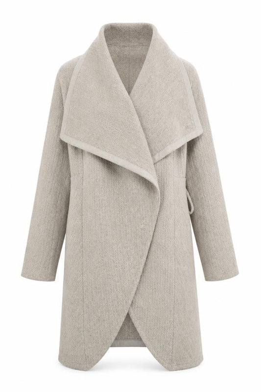 Oasis Women’s Beige Wool Blend Mid-Length Overcoat Size S