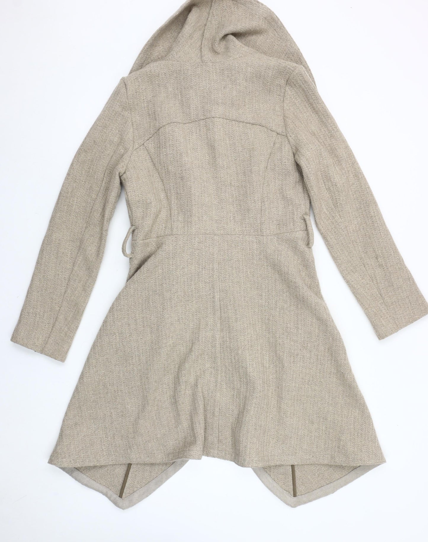 Oasis Women’s Beige Wool Blend Mid-Length Overcoat Size S