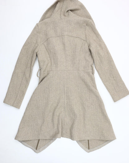 Oasis Women’s Beige Wool Blend Mid-Length Overcoat Size S