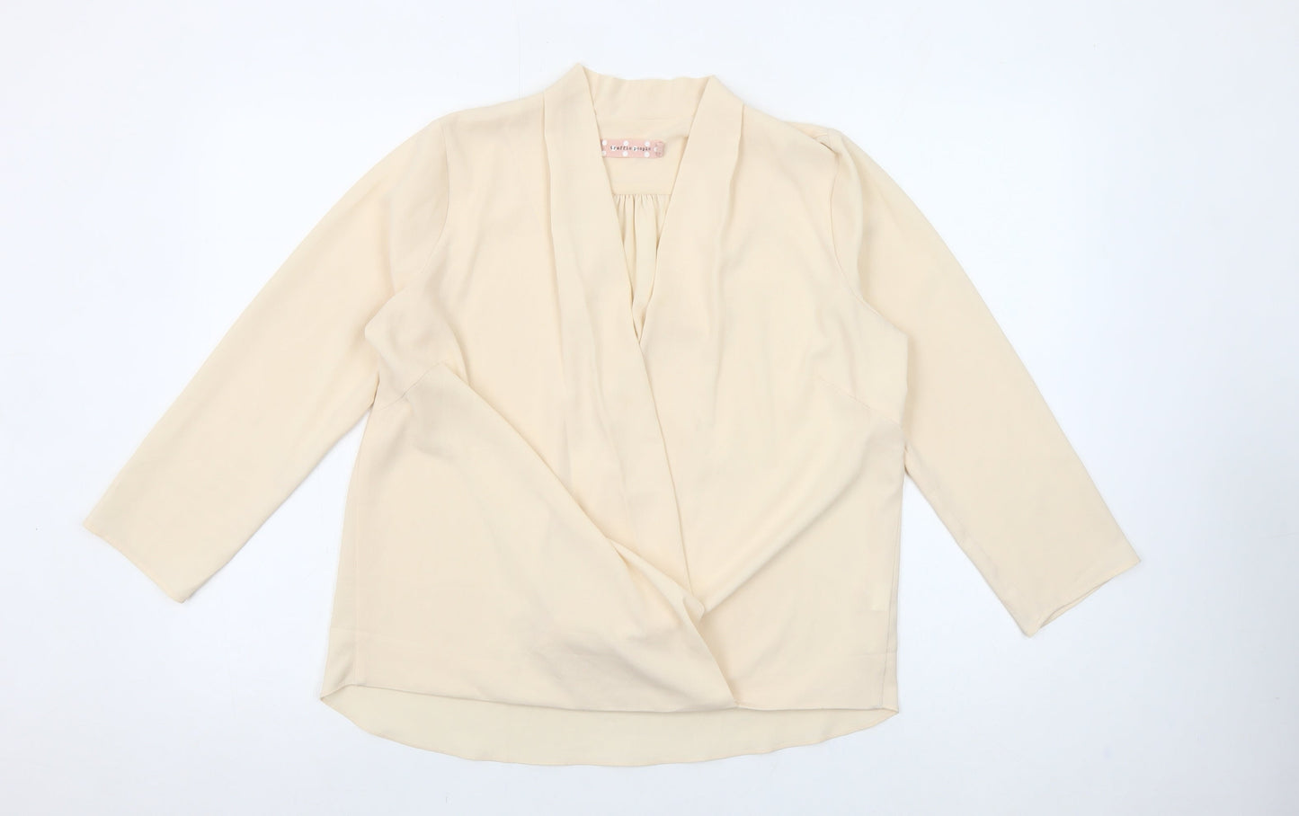 Traffic People Women’s Beige Wrap Blouse Long Sleeve Size M