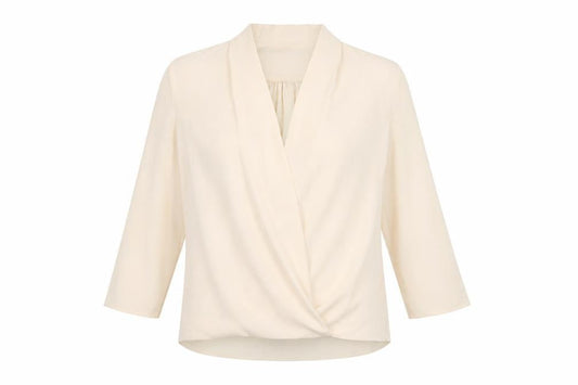 Traffic People Women’s Beige Wrap Blouse Long Sleeve Size M