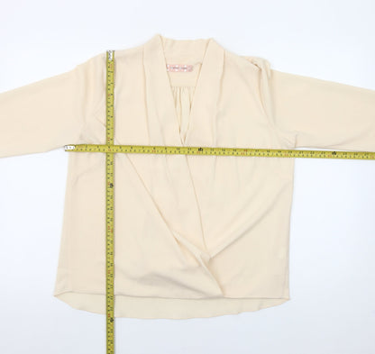 Traffic People Women’s Beige Wrap Blouse Long Sleeve Size M