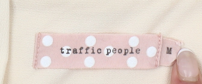 Traffic People Women’s Beige Wrap Blouse Long Sleeve Size M