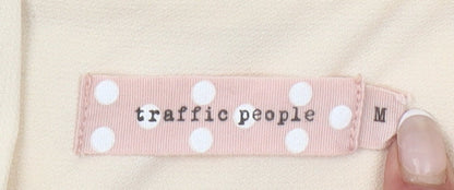 Traffic People Women’s Beige Wrap Blouse Long Sleeve Size M
