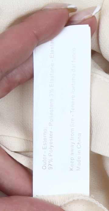 Traffic People Women’s Beige Wrap Blouse Long Sleeve Size M