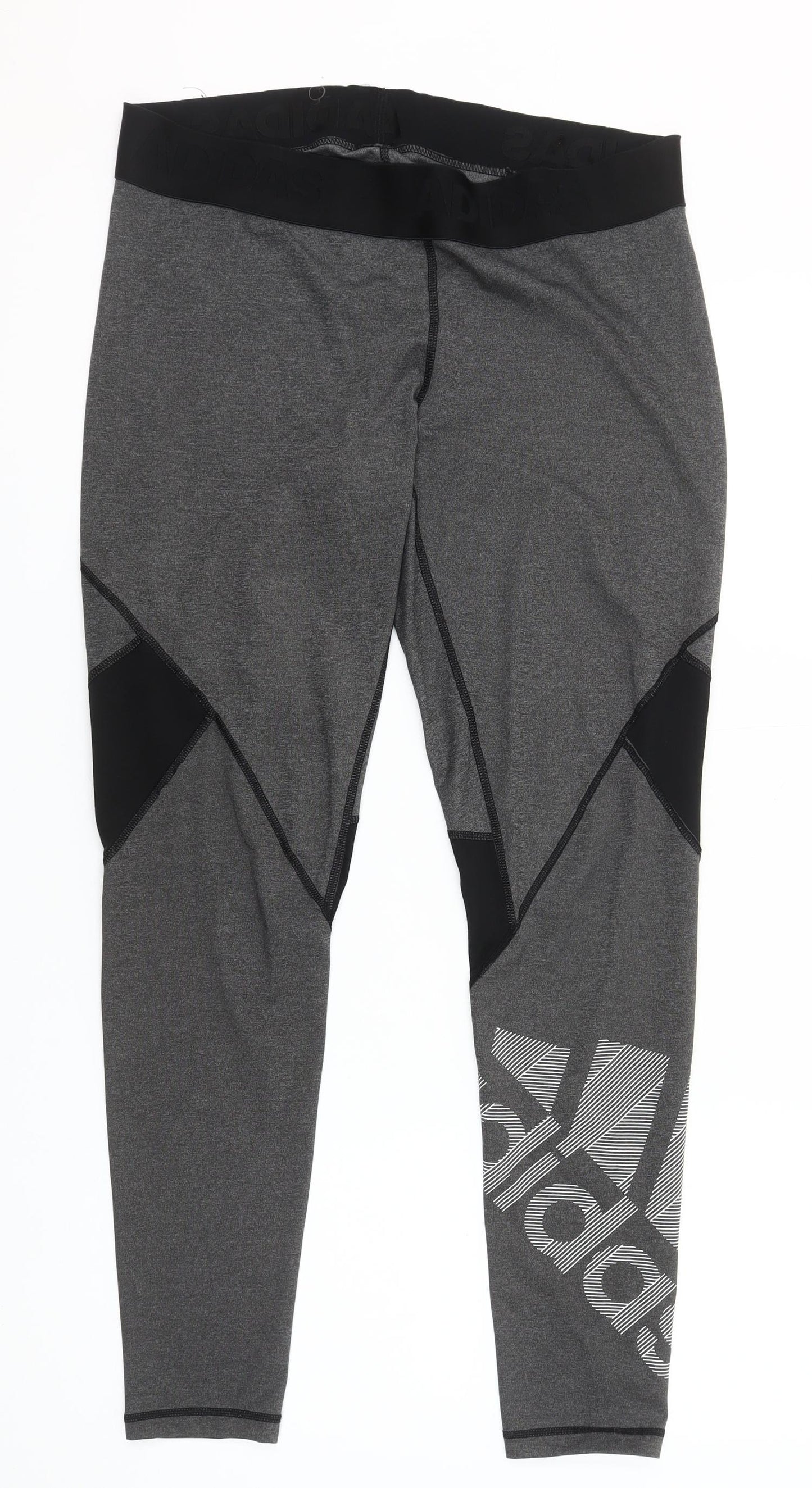 Adidas Womens Grey Sports Leggings Size M Slim Fit Gym Yoga