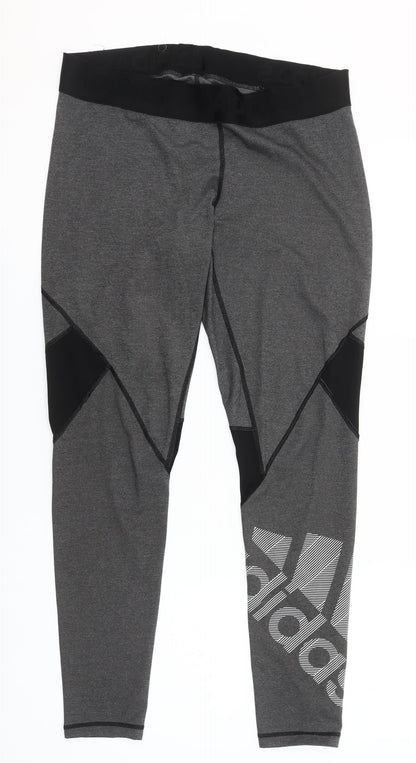 Adidas Womens Grey Sports Leggings Size M Slim Fit Gym Yoga