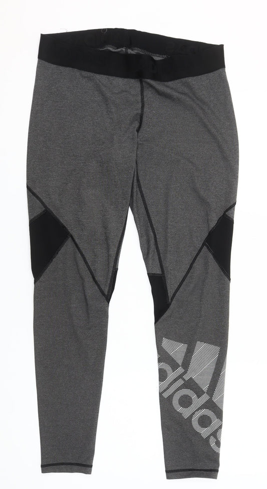 Adidas Womens Grey Sports Leggings Size M Slim Fit Gym Yoga