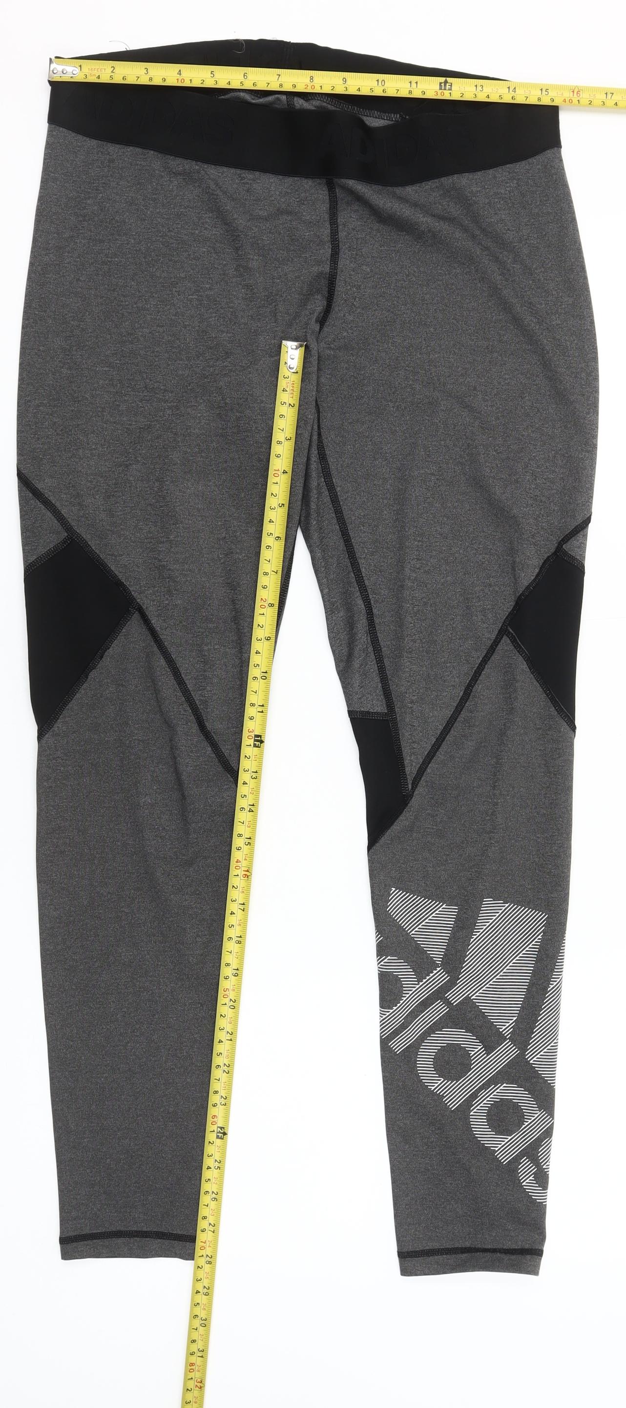 Adidas Womens Grey Sports Leggings Size M Slim Fit Gym Yoga