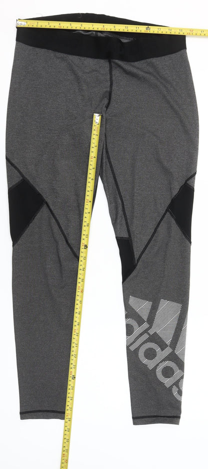 Adidas Womens Grey Sports Leggings Size M Slim Fit Gym Yoga