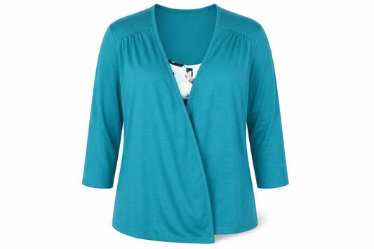Debenhams Womens Blue Wrap Blouse Size 16 V-Neck 3/4 Sleeve