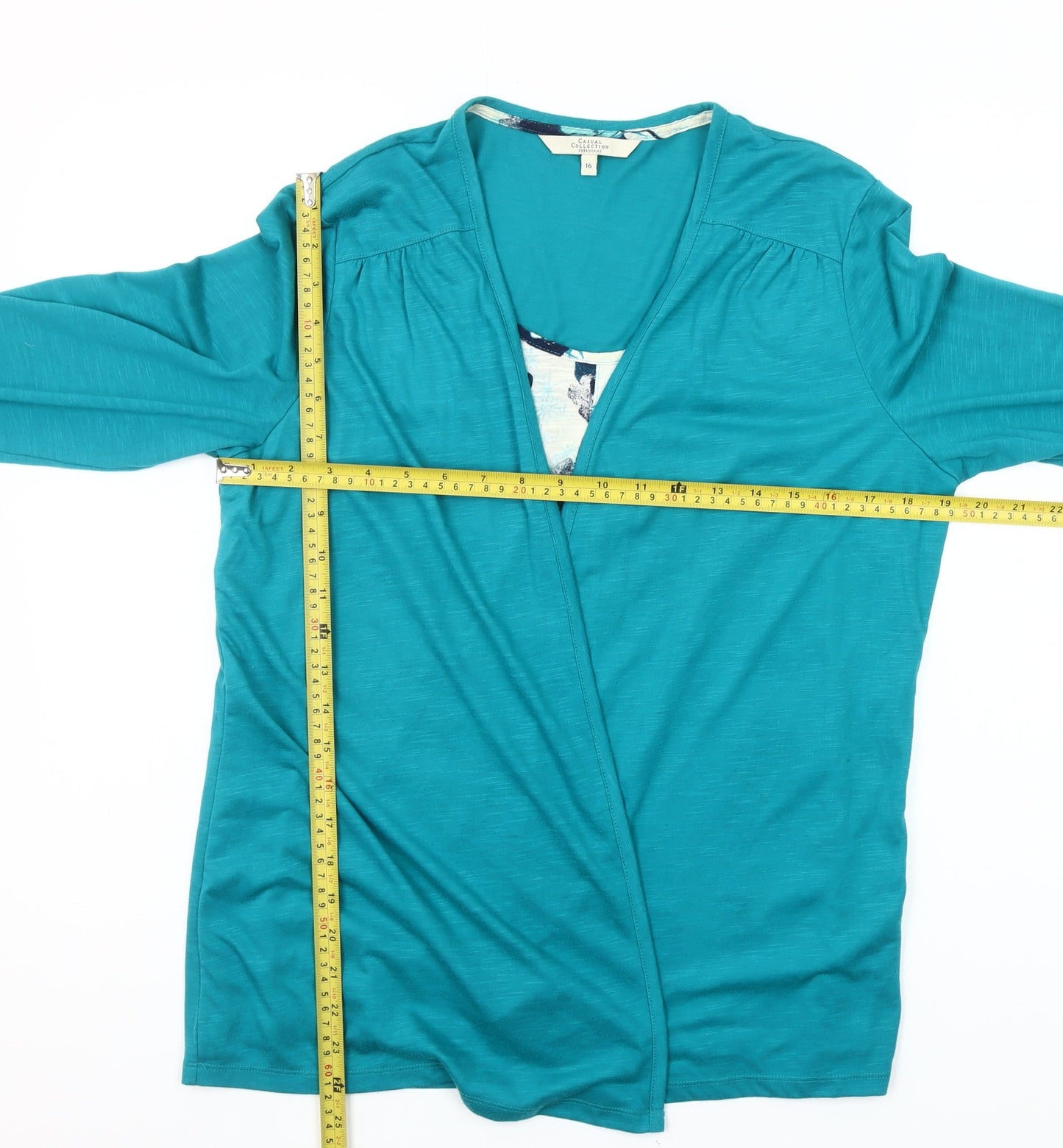 Debenhams Womens Blue Wrap Blouse Size 16 V-Neck 3/4 Sleeve