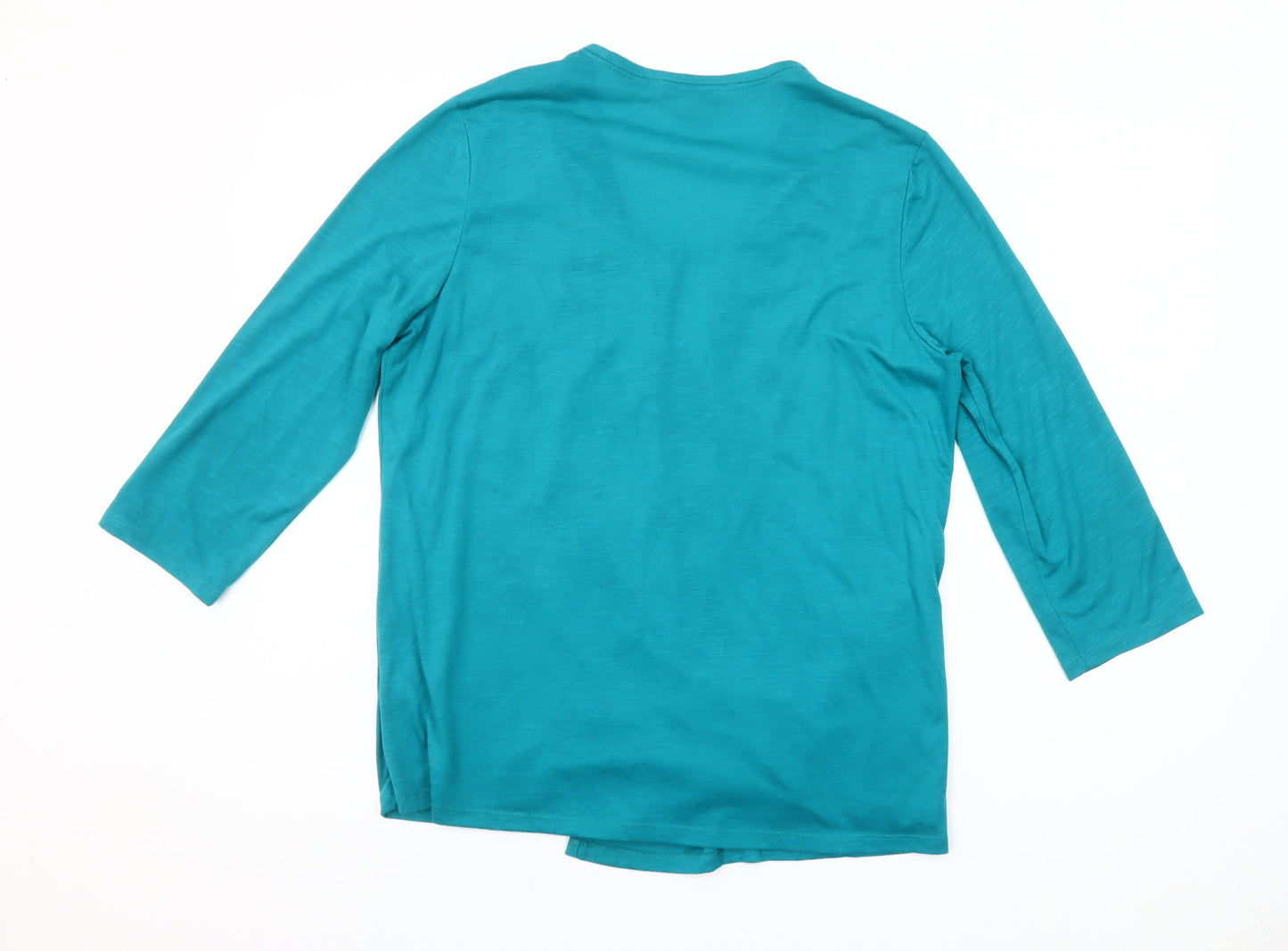 Debenhams Womens Blue Wrap Blouse Size 16 V-Neck 3/4 Sleeve