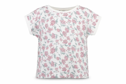 Cortefiel Womens UK 12 Floral Cotton T-Shirt Short Sleeve