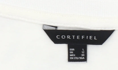 Cortefiel Womens UK 12 Floral Cotton T-Shirt Short Sleeve