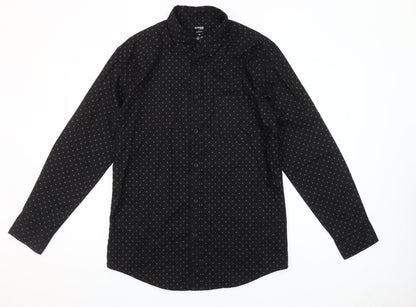 Dunnes Stores Men’s Black Slim Fit Geometric Long Sleeve Shirt M