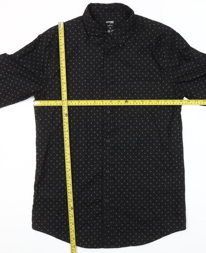 Dunnes Stores Men’s Black Slim Fit Geometric Long Sleeve Shirt M