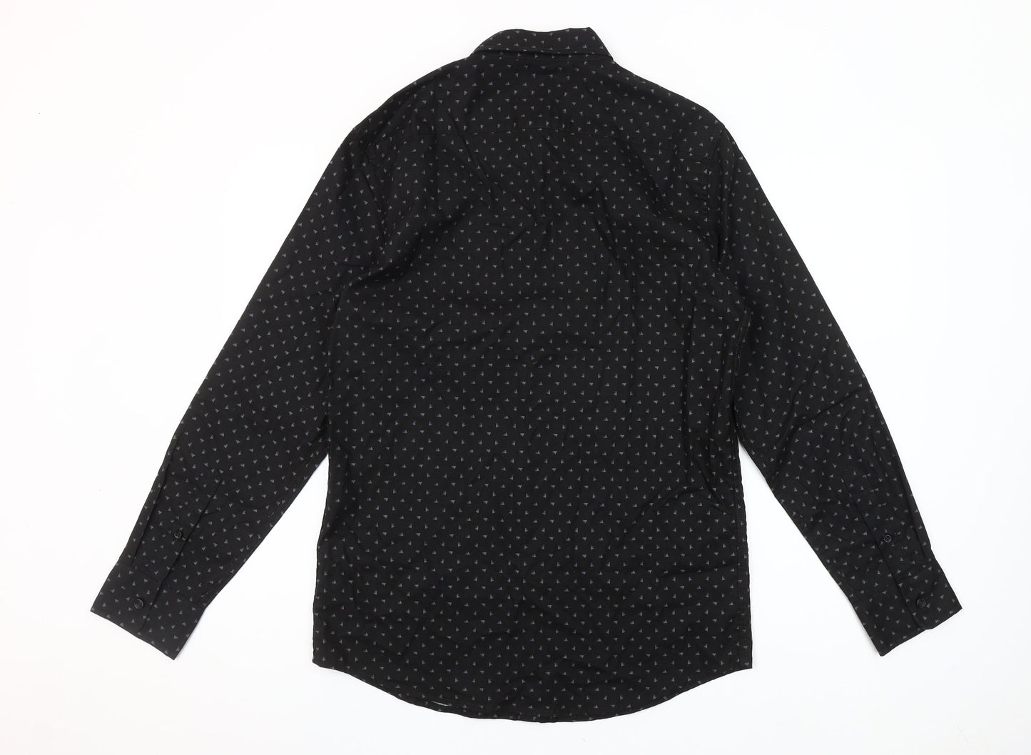 Dunnes Stores Men’s Black Slim Fit Geometric Long Sleeve Shirt M