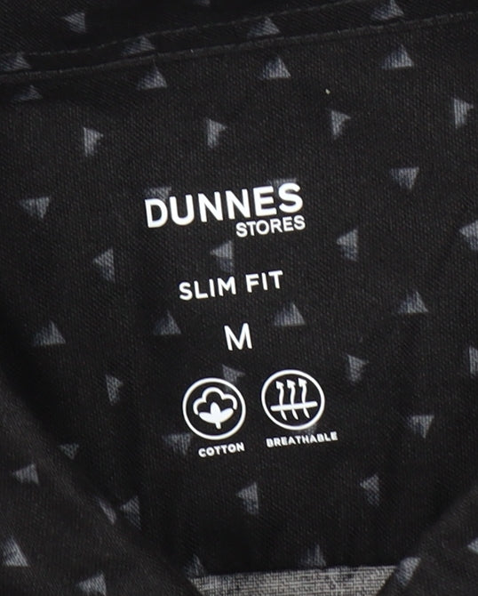 Dunnes Stores Men’s Black Slim Fit Geometric Long Sleeve Shirt M