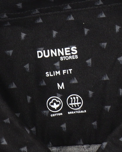 Dunnes Stores Men’s Black Slim Fit Geometric Long Sleeve Shirt M