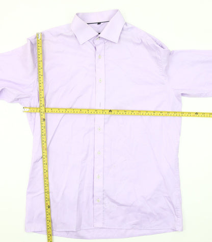 Eterna Men's Purple Modern Fit 16.5 Collar Formal Dress Shirt
