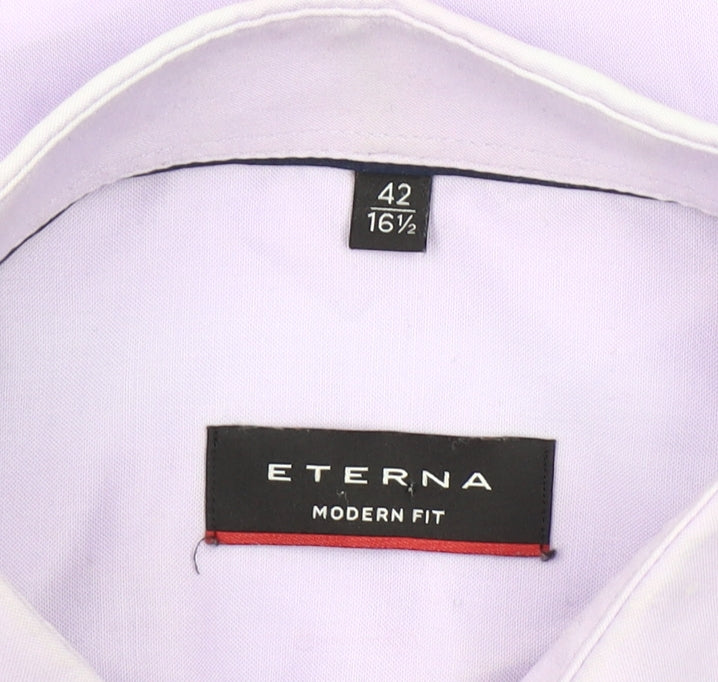Eterna Men's Purple Modern Fit 16.5 Collar Formal Dress Shirt