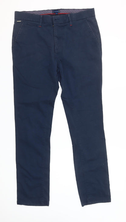 Vichi Mens Blue Chino Trousers 32W 30L Slim Fit Cotton Stretch