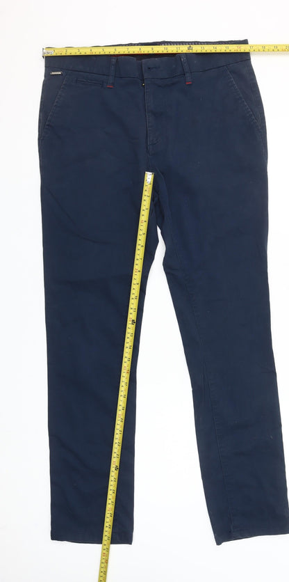 Vichi Mens Blue Chino Trousers 32W 30L Slim Fit Cotton Stretch