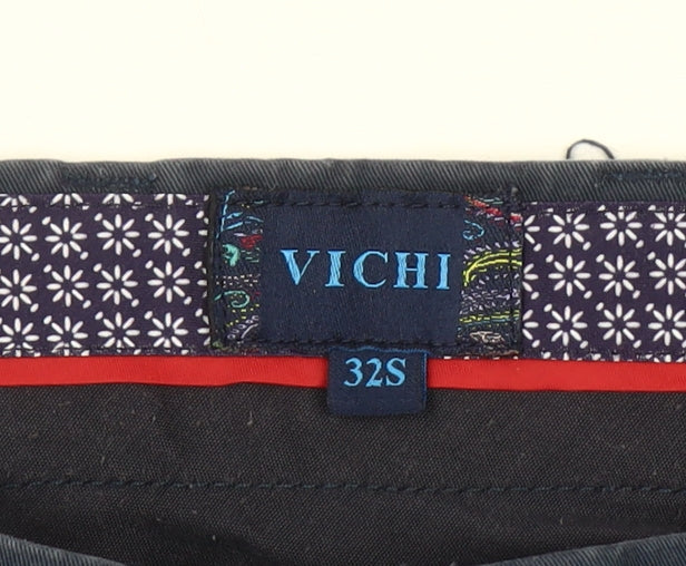Vichi Mens Blue Chino Trousers 32W 30L Slim Fit Cotton Stretch
