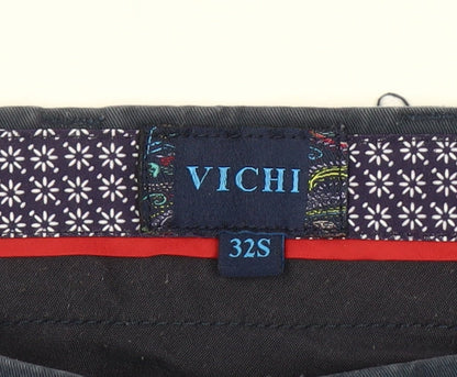 Vichi Mens Blue Chino Trousers 32W 30L Slim Fit Cotton Stretch