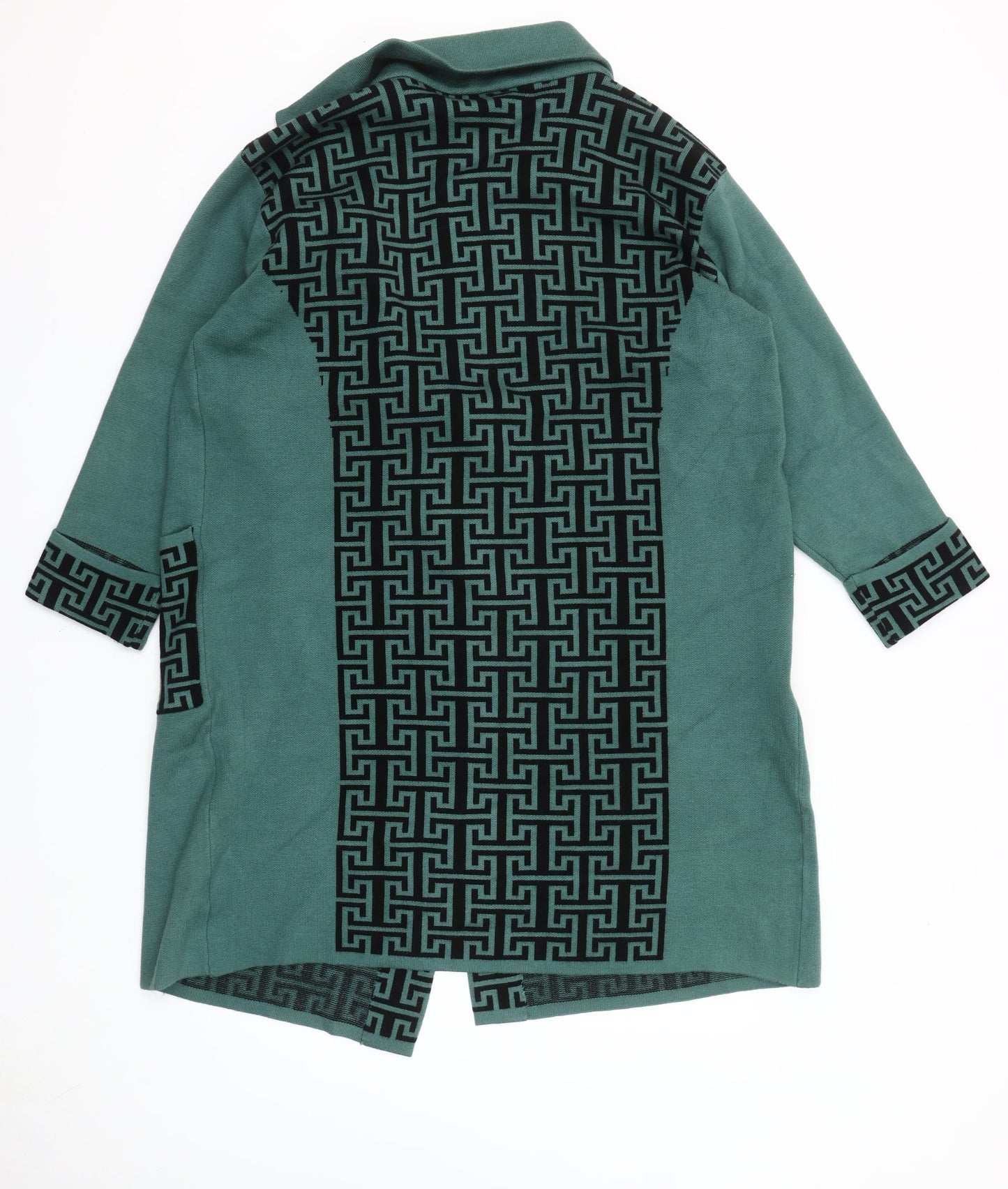 Sweet Lady Women’s Green Geometric Collared Long Sleeve Cardigan M