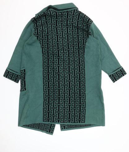 Sweet Lady Women’s Green Geometric Collared Long Sleeve Cardigan M