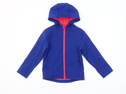 Zakti Boys Blue Softshell Hooded Jacket Coat 5-6Y Water Resistant