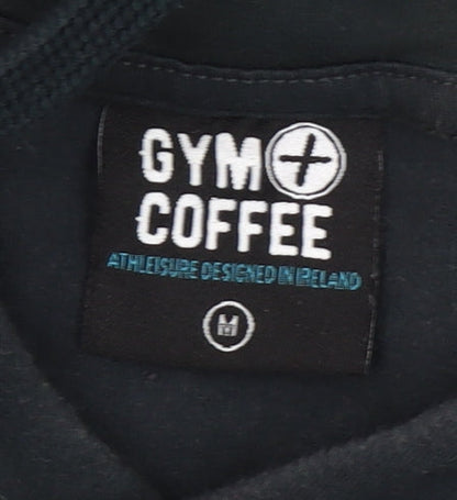 Gym+Coffee Women’s Black Pullover Hoodie Medium With Logo Accents