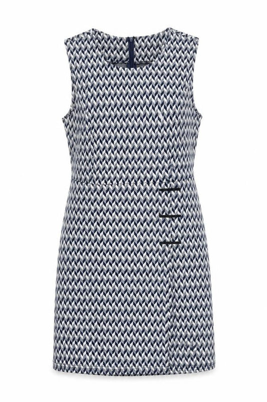 Apricot Women’s Blue Geometric Sheath Dress Size 10 Sleeveless Short