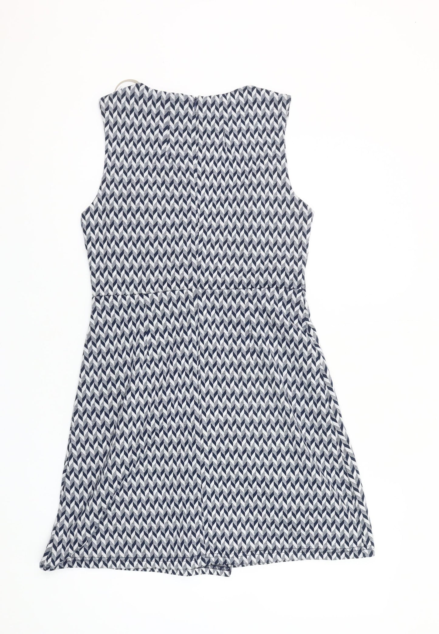 Apricot Women’s Blue Geometric Sheath Dress Size 10 Sleeveless Short