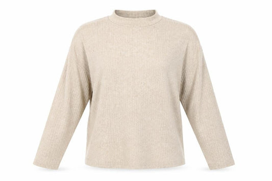 Stradivarius Women’s Beige XS Mock Neck Long Sleeve Knit Top