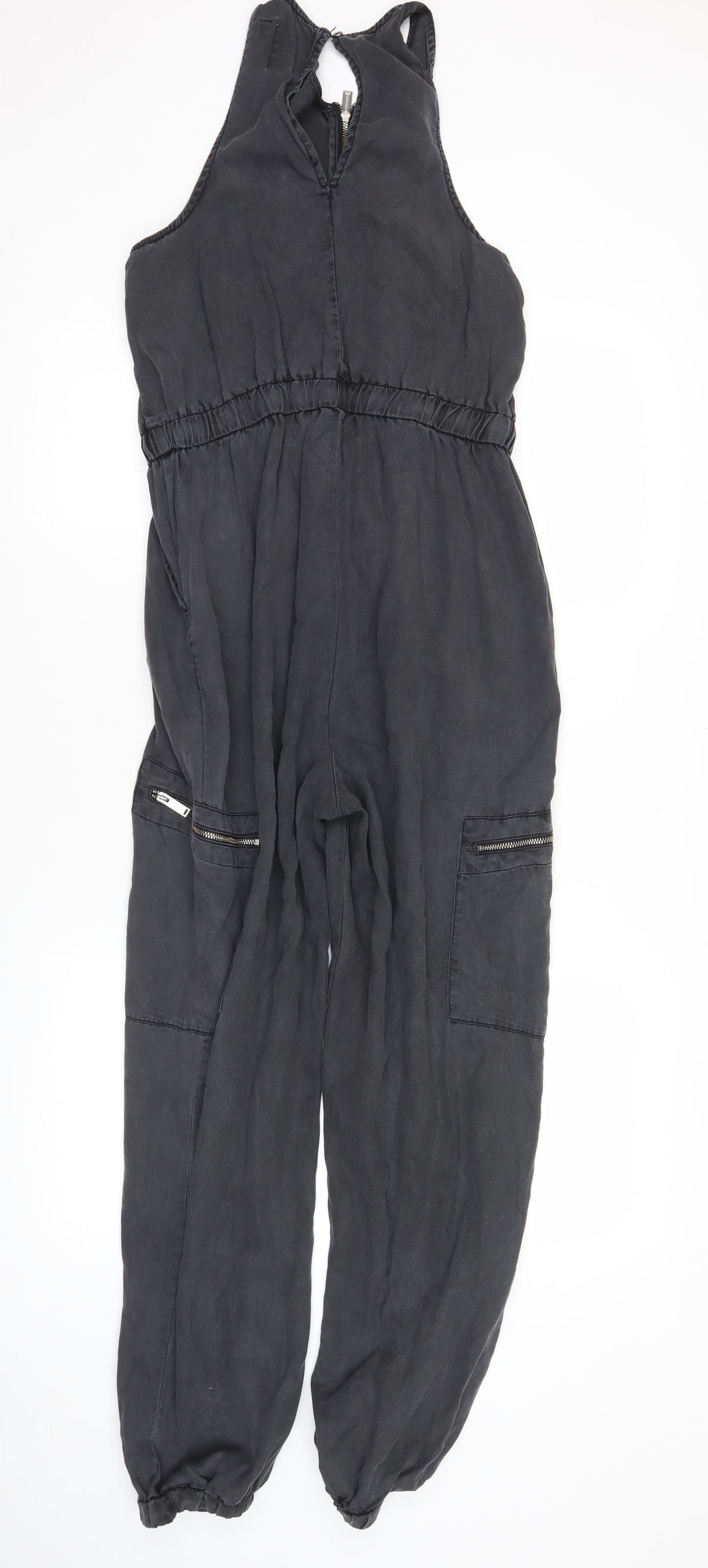 Superdry Womens Black Jumpsuit Size 10 Sleeveless Casual Zip Pockets
