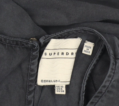 Superdry Womens Black Jumpsuit Size 10 Sleeveless Casual Zip Pockets