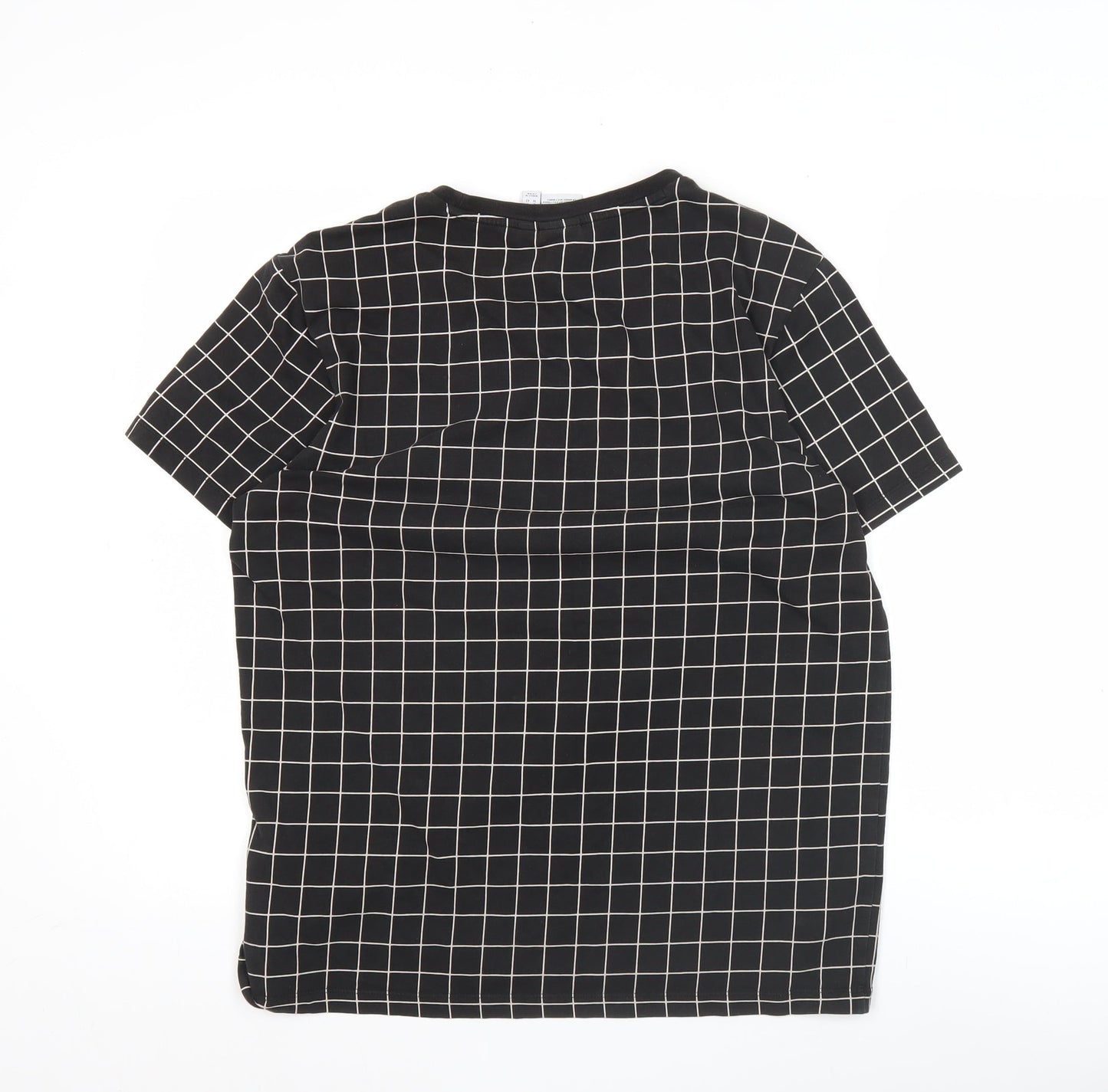 Adidas Men's Black Small Check Logo Graphic Cotton T-Shirt