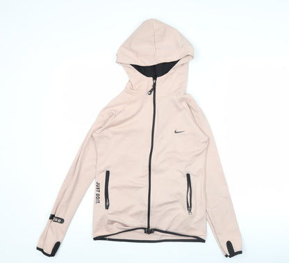 Nike Women’s Beige Full Zip Hoodie Jacket Size S Dri-Fit Training