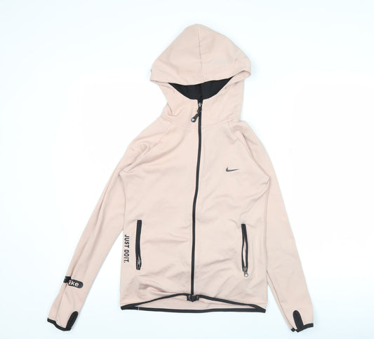 Nike Women’s Beige Full Zip Hoodie Jacket Size S Dri-Fit Training