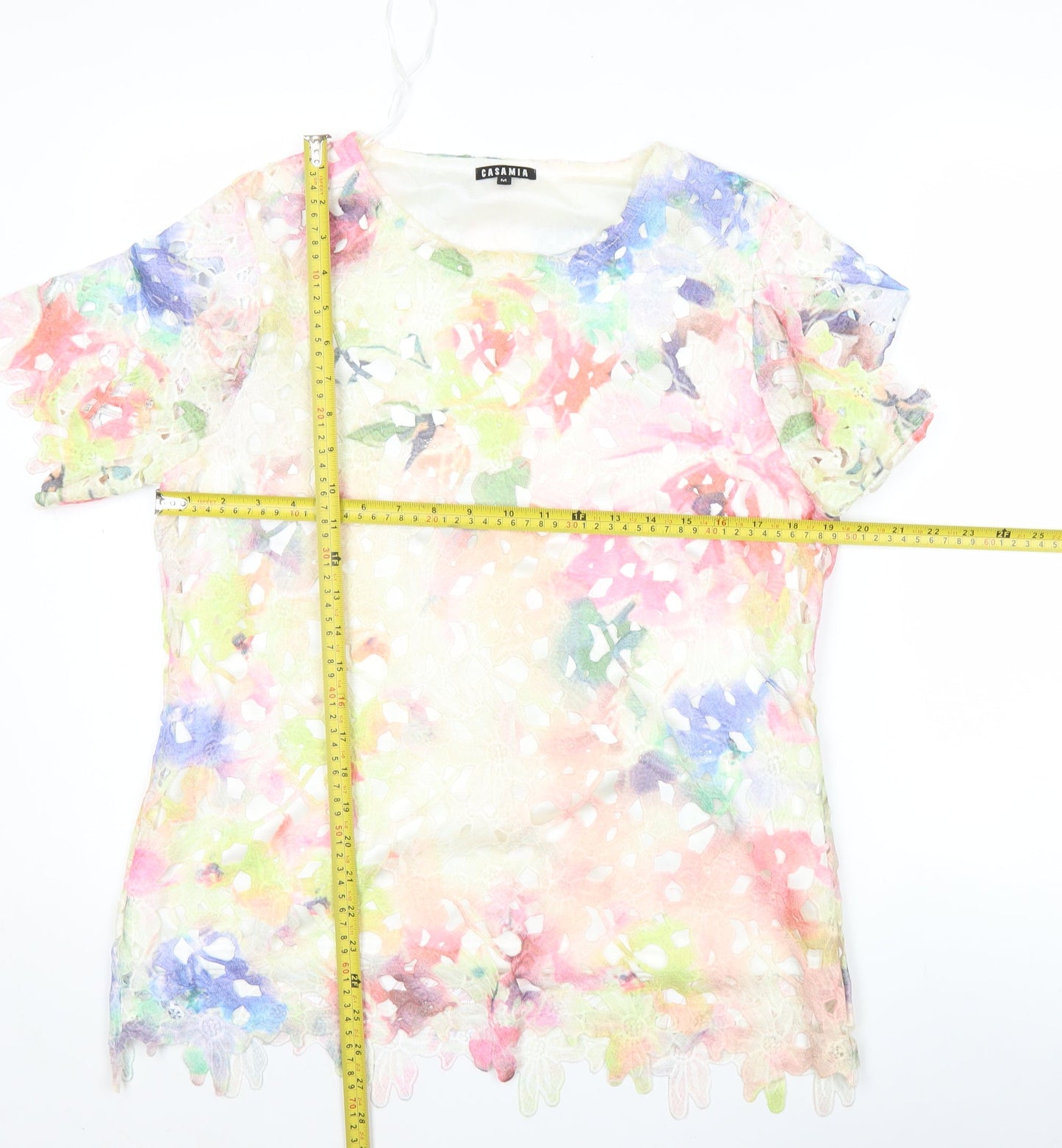 Casamia Women’s Multicoloured Floral Lace Tunic Blouse M
