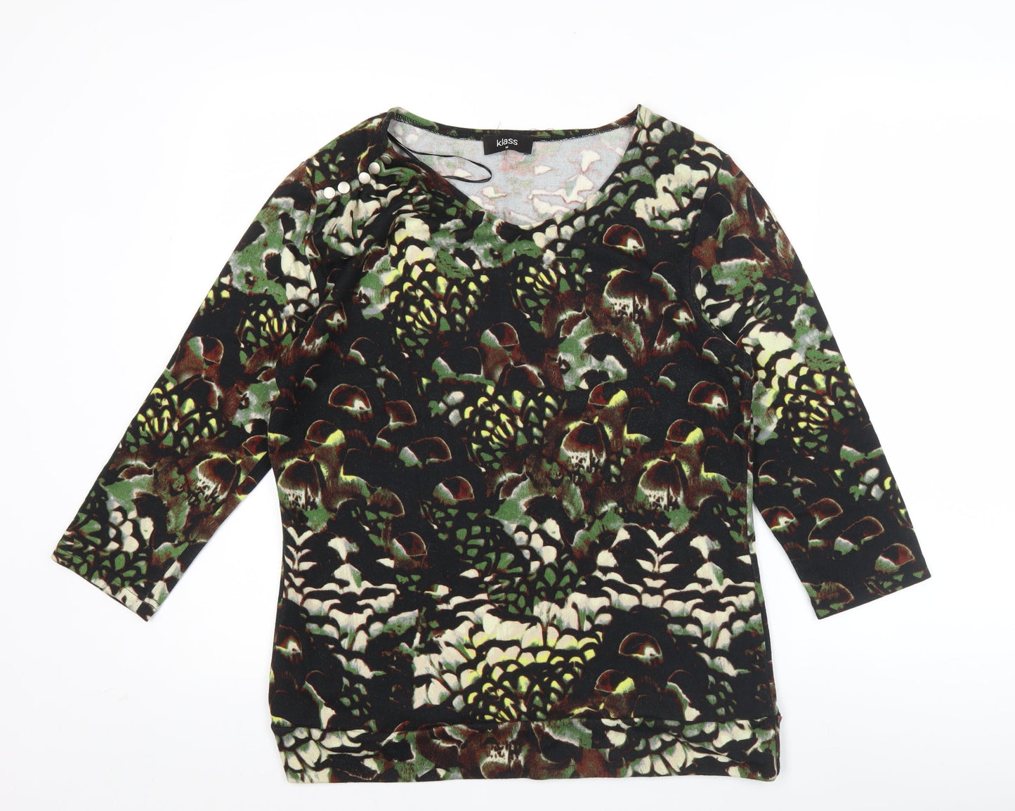 Klass Womens Multicoloured Floral Tunic Blouse M 3/4 Sleeve