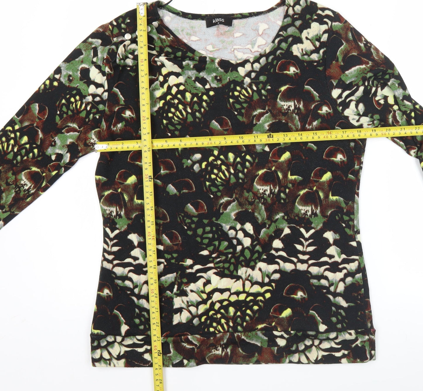 Klass Womens Multicoloured Floral Tunic Blouse M 3/4 Sleeve