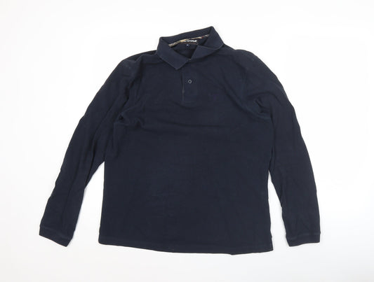 Barbour Men’s Blue Long Sleeve Polo Shirt Size M Cotton Classic